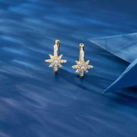 1 Pair French Style Simple Style Korean Style Hexagram Plating Inlay Sterling Silver Zircon 14k Gold Plated White Gold Plated Silver Plated Earrings main image 1
