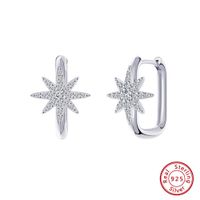 1 Pair French Style Simple Style Korean Style Hexagram Plating Inlay Sterling Silver Zircon 14k Gold Plated White Gold Plated Silver Plated Earrings sku image 2