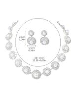 Formal Shiny Round Artificial Crystal Rhinestone Plating Inlay Rhinestones Silver Plated Women's Earrings Necklace main image 2