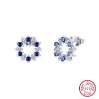1 Pair Casual Simple Style Flower Plating Inlay Sterling Silver Zircon 14k Gold Plated White Gold Plated Silver Plated Ear Studs main image 1