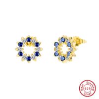 1 Pair Casual Simple Style Flower Plating Inlay Sterling Silver Zircon 14k Gold Plated White Gold Plated Silver Plated Ear Studs sku image 1