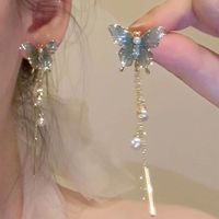 1 Pair Elegant Lady Bow Knot Plating Imitation Pearl Alloy Drop Earrings main image 1