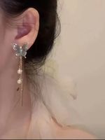 1 Pair Elegant Lady Bow Knot Plating Imitation Pearl Alloy Drop Earrings main image 5
