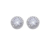 1 Pair Hip-hop Solid Color Plating Inlay Copper Artificial Diamond Ear Studs sku image 1