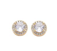 1 Pair Hip-hop Solid Color Plating Inlay Copper Artificial Diamond Ear Studs sku image 2