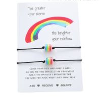 New Colorful Cylindrical Bead Card Bracelet Rainbow Stripe Resin Woven Bracelet Women sku image 1