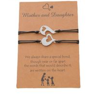 New Mother-daughter Parent-child Love Card Bracelet Stainless Steel Fish Hook Heart Woven Bracelet sku image 3