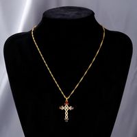 Simple Style Cross Stainless Steel Plating Inlay Zircon 18k Gold Plated Pendant Necklace main image 3