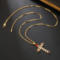 Simple Style Cross Stainless Steel Plating Inlay Zircon 18k Gold Plated Pendant Necklace main image 4