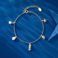 Classic Style Starfish Hippocampus Sterling Silver Plating Chain Shell Zircon 14k Gold Plated White Gold Plated Silver Plated Bracelets main image 2