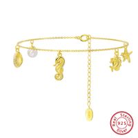 Estilo Clásico Estrella De Mar Hipocampo Plata Esterlina Enchapado Cadena Cascarón Circón Chapado En Oro De 14 Quilates. Blanco Oro Plateado Plateado Pulsera main image 6