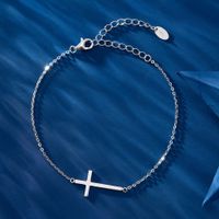 Hip-hop Classic Style Cross Sterling Silver Plating Chain Zircon 14k Gold Plated White Gold Plated Silver Plated Bracelets main image 4