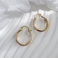 1 Pair Simple Style Circle Solid Color Plating Alloy Gold Plated Earrings main image 7