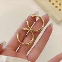 1 Pair Simple Style Circle Solid Color Plating Alloy Gold Plated Earrings main image 2