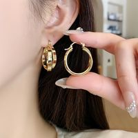 1 Pair Simple Style Circle Solid Color Plating Alloy Gold Plated Earrings main image 6