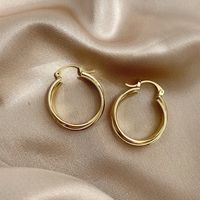 1 Paire Style Simple Cercle Couleur Unie Placage Alliage Plaqué Or Des Boucles D'oreilles main image 1