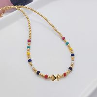 Ig Style Simple Style Letter Glass Copper Beaded Knitting Plating 18k Gold Plated Necklace sku image 24