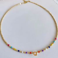 Ig Style Simple Style Letter Glass Copper Beaded Knitting Plating 18k Gold Plated Necklace sku image 17