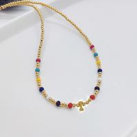Ig Style Simple Style Letter Glass Copper Beaded Knitting Plating 18k Gold Plated Necklace sku image 9