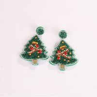 1 Pair Glam Christmas Artistic Christmas Tree Handmade Braid Inlay Beaded Cloth Rhinestones Drop Earrings main image 11
