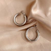 1 Pair Simple Style Solid Color Plating Alloy White Gold Plated Earrings main image 1