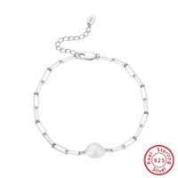 Elegant Geometric Sterling Silver Inlay Freshwater Pearl Bracelets sku image 2