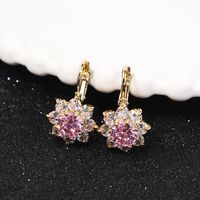 1 Pair Romantic Shiny Flower Plating Inlay Copper Zircon Gold Plated Drop Earrings main image 9