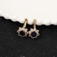 1 Pair Romantic Shiny Flower Plating Inlay Copper Zircon Gold Plated Drop Earrings main image 4