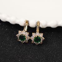 1 Pair Romantic Shiny Flower Plating Inlay Copper Zircon Gold Plated Drop Earrings main image 6