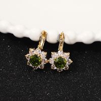 1 Pair Romantic Shiny Flower Plating Inlay Copper Zircon Gold Plated Drop Earrings main image 5
