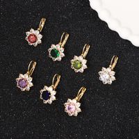 1 Pair Romantic Shiny Flower Plating Inlay Copper Zircon Gold Plated Drop Earrings main image 2