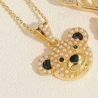 Simple Style Little Bear Copper Inlay Zircon 14k Gold Plated Pendant Necklace main image 6
