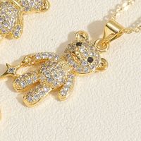 Einfacher Stil Bär Kupfer Inlay Zirkon 14 Karat Vergoldet Halskette Mit Anhänger sku image 3