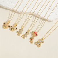Simple Style Little Bear Copper Inlay Zircon 14k Gold Plated Pendant Necklace main image 4