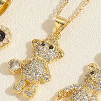 Simple Style Little Bear Copper Inlay Zircon 14k Gold Plated Pendant Necklace sku image 1
