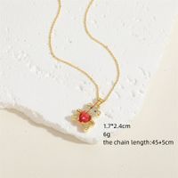 Simple Style Little Bear Copper Plating Inlay Zircon 14k Gold Plated Pendant Necklace main image 4