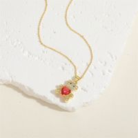 Simple Style Little Bear Copper Plating Inlay Zircon 14k Gold Plated Pendant Necklace sku image 4