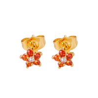 1 Pair Simple Style Flower Plating Inlay Copper Zircon White Gold Plated Gold Plated Ear Studs main image 6