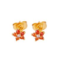 1 Pair Simple Style Flower Plating Inlay Copper Zircon White Gold Plated Gold Plated Ear Studs sku image 11