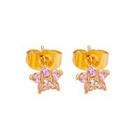 1 Pair Simple Style Flower Plating Inlay Copper Zircon White Gold Plated Gold Plated Ear Studs main image 4