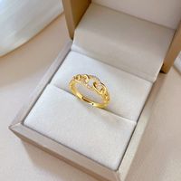 Brass Simple Style Classic Style Plating Inlay Solid Color Artificial Gemstones Open Rings main image 4