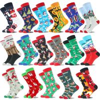 Unisex Christmas Santa Claus Cotton Crew Socks A Pair sku image 24