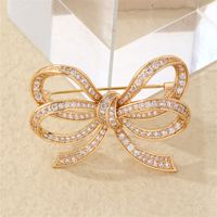 Simple Style Classic Style Bow Knot Copper Plating Inlay Zircon Women's Brooches 1 Piece main image 1