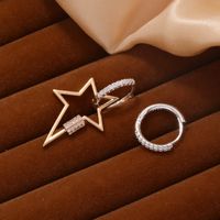 1 Pair Simple Style Pentagram Round Ball Plating Inlay Copper Zircon Drop Earrings main image 1