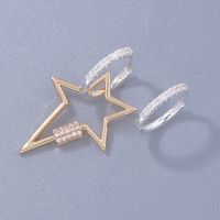 1 Pair Simple Style Pentagram Round Ball Plating Inlay Copper Zircon Drop Earrings main image 3