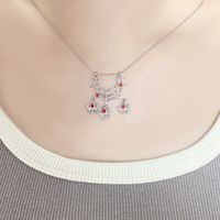 Simple Style Bow Knot Snowflake Stainless Steel Copper Plating Inlay Rhinestones White Gold Plated Pendant Necklace sku image 5