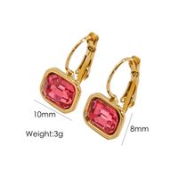1 Pair Simple Style Classic Style Square Inlay 304 Stainless Steel Rhinestones 14K Gold Plated Drop Earrings sku image 1