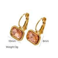 1 Pair Simple Style Classic Style Square Inlay 304 Stainless Steel Rhinestones 14K Gold Plated Drop Earrings sku image 2