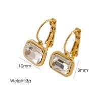 1 Pair Simple Style Classic Style Square Inlay 304 Stainless Steel Rhinestones 14K Gold Plated Drop Earrings sku image 4