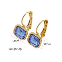 1 Pair Simple Style Classic Style Square Inlay 304 Stainless Steel Rhinestones 14K Gold Plated Drop Earrings sku image 7